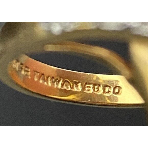 Signed Cocktail Ring EBCO Marquise 3+ Ct Blue Topaz & CZ 18K HGE Gold Size 8.25 - Picture 15 of 16